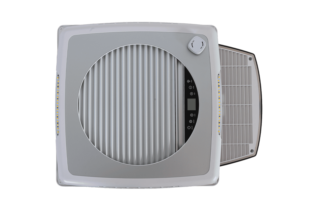 Automatische dakventilator PUNDMANN PLUS FAN voor camper met verlichting en rolgordijn 400×400mm