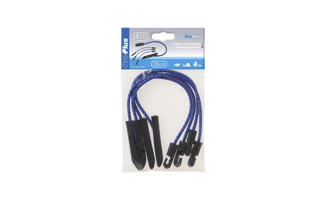 Lot de quatre pinces pour bâche ProPlus 342180, cordons multifonctionnels flexibles, 280 mm