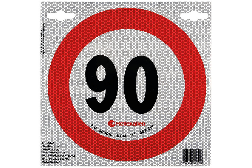 Autocollant réfléchissant LAMPE panneau de limitation de vitesse 90 km/h B-33