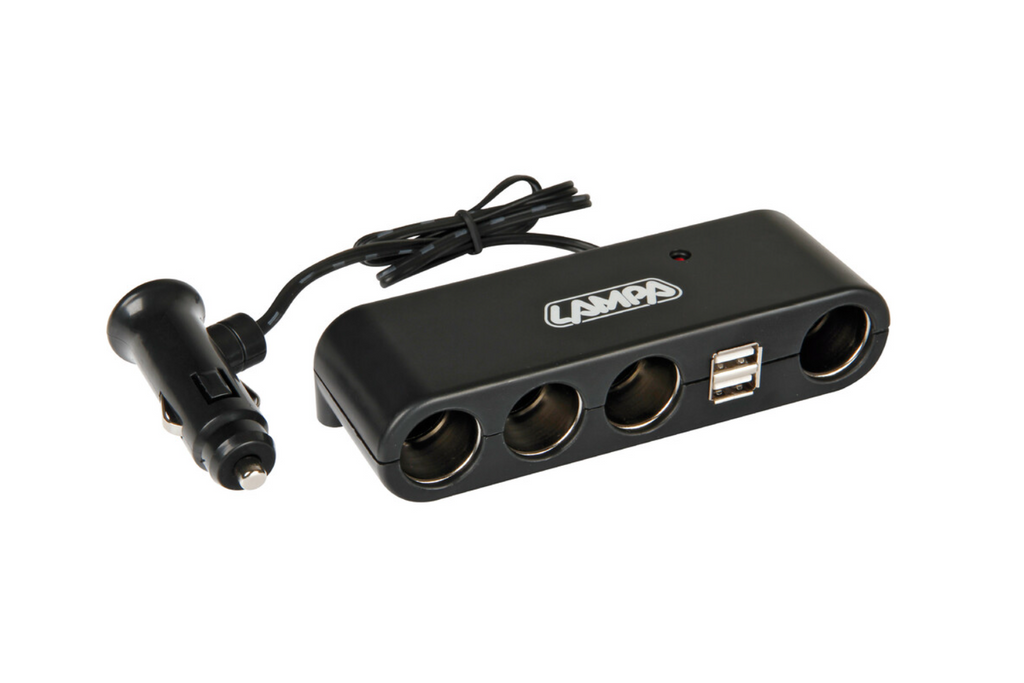 Sigarettenaansteker-aansluiting splitter LAMP Multi-Socket 4x 12/24V + 2x USB