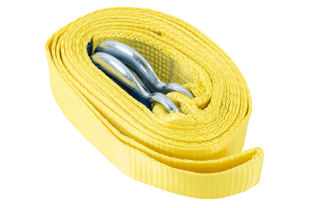 UNITRAILER sleepkabel met haken sleepband 4,5 m/50 mm/5 ton geel