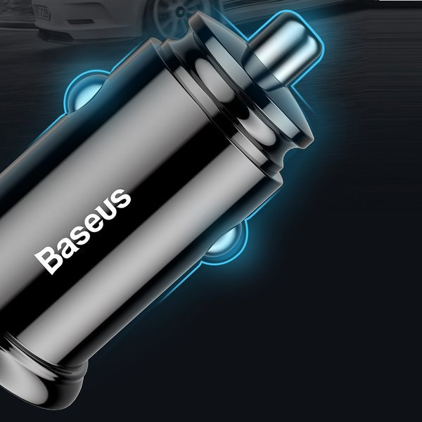 Chargeur de voiture BASEUS circulaire en plastique USB-A et USB-C 30 W