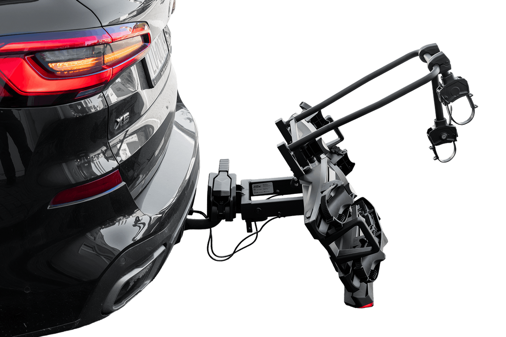 Inter Pack Velox 2 LED - opvouwbare fietsendrager voor op de trekhaak voor 2 fietsen met LED-verlichting (zwart)