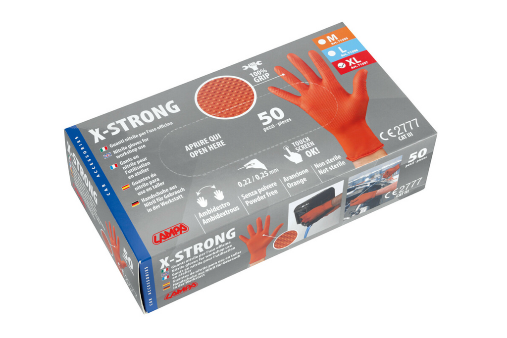 LAMPA X-Strong XL werkplaatshandschoenen, nitrilhandschoenen, 50 stuks.