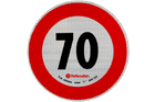 Reflecterende sticker LAMP snelheidslimiet 70 km/u bord B-33