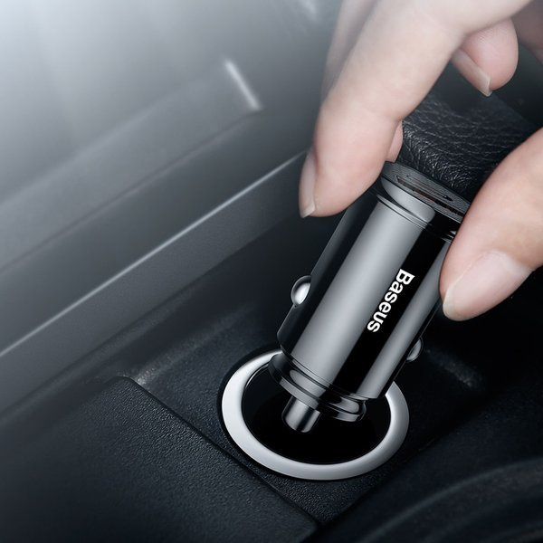 Chargeur de voiture BASEUS circulaire en plastique USB-A et USB-C 30 W