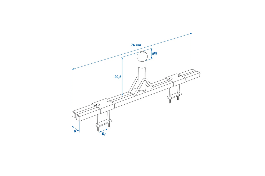 Adaptateur porte-vélos ProPlus 330238 pour barre de remorquage de caravane de 760 mm
