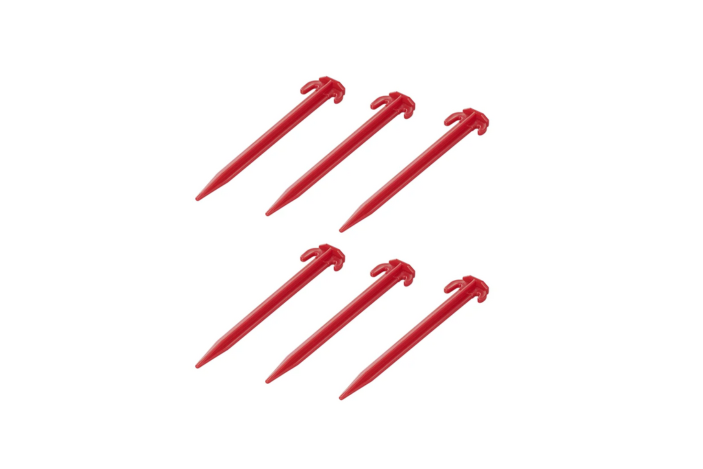 Set van zes ProPlus tentharingen 364824, kunststof haringen voor het bevestigen van scheerlijnen, 19 cm.