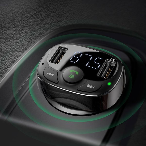 Émetteur FM BASEUS type T, Bluetooth 4.2, lecteur MP3 + chargeur de voiture, 2 ports USB 3,4 A