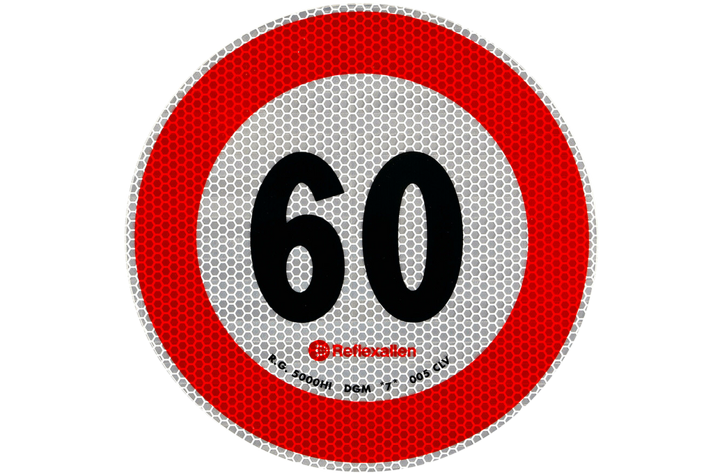 Reflecterende sticker LAMP snelheidslimiet 60 km/u bord B-33