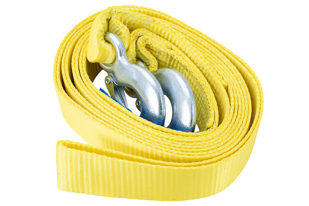 Corde de remorquage UNITRAILER avec crochets, sangle de remorquage 5 m/50 mm/6 t jaune