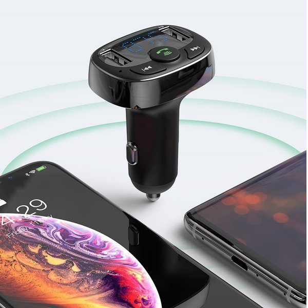 BASEUS T-type FM-transmitter Bluetooth 4.2 MP3 + autolader 2x USB 3.4A