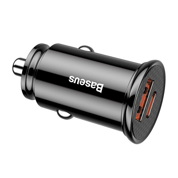 Chargeur de voiture BASEUS circulaire en plastique USB-A et USB-C 30 W