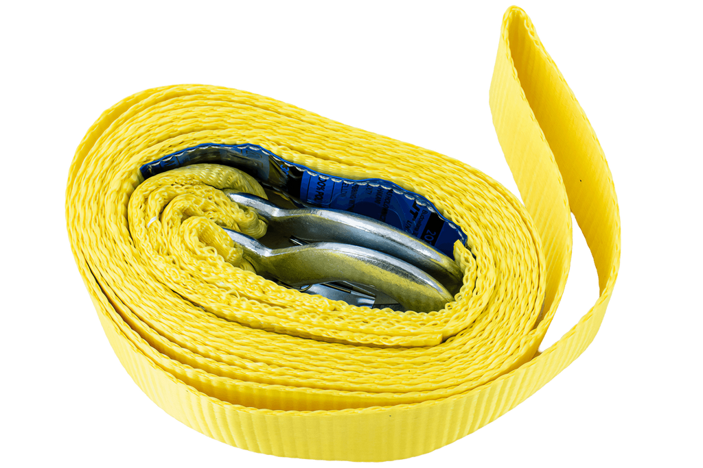 Corde de remorquage UNITRAILER avec crochets, sangle de remorquage 4,5 m/50 mm/3 t jaune
