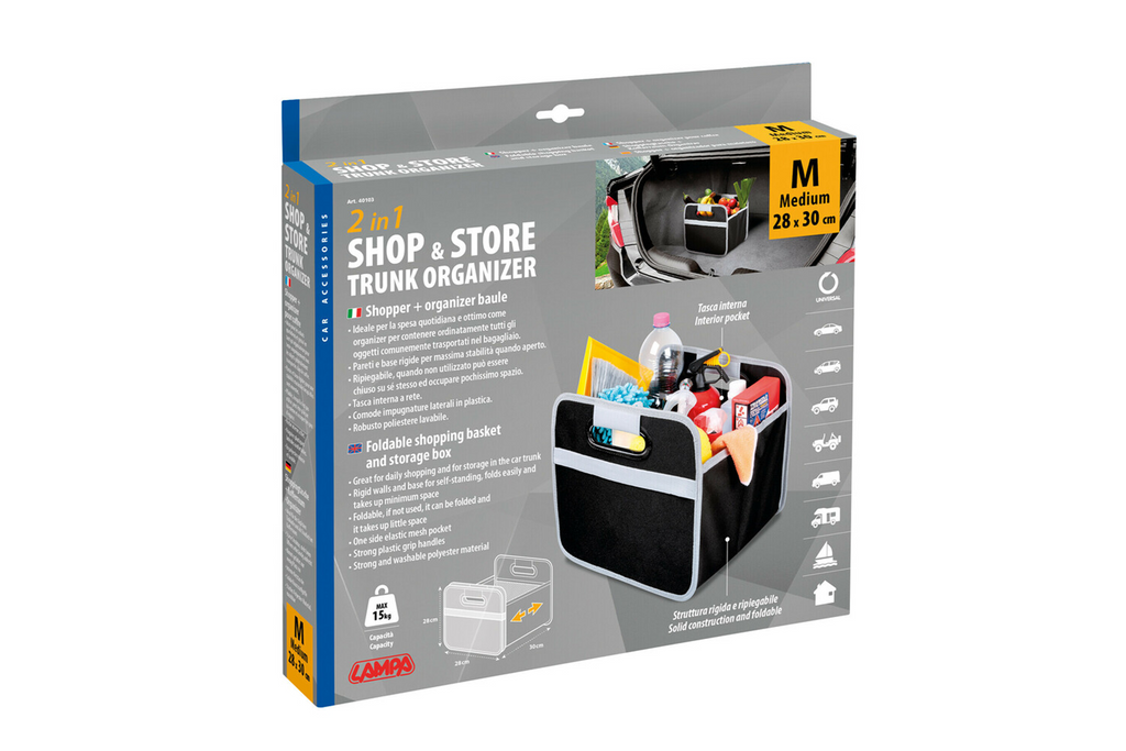 LAMPA Shop&Store M boodschappenmand, opvouwbare opbergmand 32x27cm