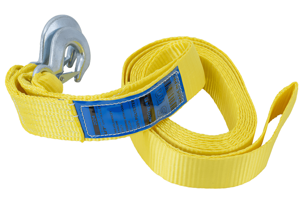 Linka holownicza z hakami UNITRAILER pas holowniczy 5m/50mm/4t żółty