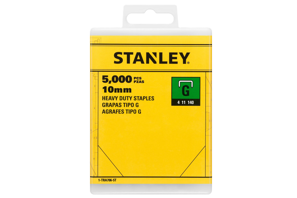 Agrafes STANLEY 1-TRA706-5T Type G 4/11/140 10 mm, boîte de 5 000 pièces